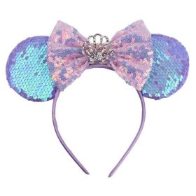 Purple Sparkly Minnie Ears Headbands for Girls Women Cosplay Costume Princess Birthday Party Decorations Trip Hair Accessories