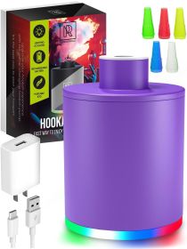 Purple Mini Hookah Pump Hookah Starter with 1000 mAh Rechargeable Battery Electric Hookah Starter Vacuum Kit with Led Light