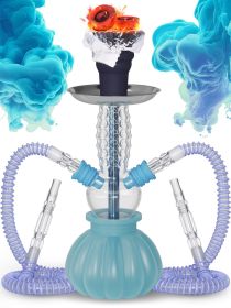 Royal Blue Hookah Set 2 Hose Picolo 12â€ Blue Mini Hookah with Silicone Bowl