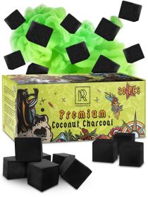 Hookah Charcoal Coals for Hookah Coconut 20 Count 10 oz Premium Quality 25mm (1x1x1 in) 100% Natural Coconut Charcoal Hookah Cubes NOT Quick Light Shi