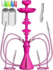 4 Hose Hookah set with everything Pink Hookah 4 Hose Set Mini Hookah Party Set with 50x Foil Big Silicone Bowl 10x Tips 4x Mouthpiece 4x Hookah Hose T