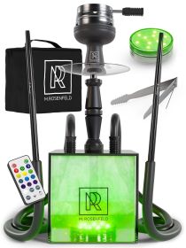 Shadow Black Hookah 2 Hose Hookah Set YADO Square Shadow with LED Light