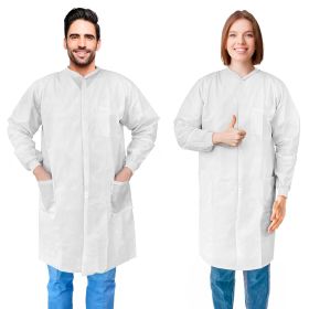 Medical Supply Disposable Lab Coats for Adults Large Size Pack of 10 White SMS Knee Length Lab Coat Disposable 40 GSM Disposable Coats Medical Paintin