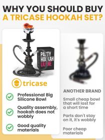 Hookah set with everything Hookah Set 2 Hose Hookah LilOne 12 in Black Mini Hookah 2 Hose Hookah Set with 50x Foil Big Silicone Bowl 10x Tips 2x Mouth