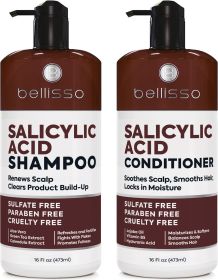 Salicylic Acid Shampoo and Conditioner Set Scalp Exfoliator Formula for Flakes Anti Dandruff and Itch Relief for Women and Men Sulfate and Paraben Fre