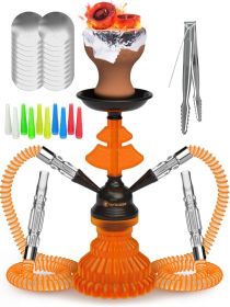 Orange Hookah Set 2 Hose Hookah LilOne 12 inch Orange Mini Hookah Combo Kit