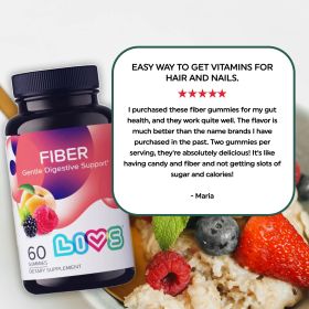 Fiber Gummy Vitamin Fiber Gummies for Adults Gut Health Digestive Support Supplements All Natural Gluten Free Non GMO Raspberry Peach BlackBerry Flavo