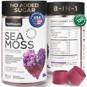 Multimineral Sea Moss Glow Gummies 3000 Mg Irish Seamoss for Immunity Thyroid Health Skin Detox Cleanse Gummies with Black Seed Oil Bladderwrack Ashwa