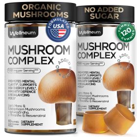 Mushroom Gummies 5000 Mg for Adults Lion's Mane and 9 Adaptogenic Mushrooms Blend Ashwagandha L Theanine Organic Adaptogenic Mix for Energy Immunity a