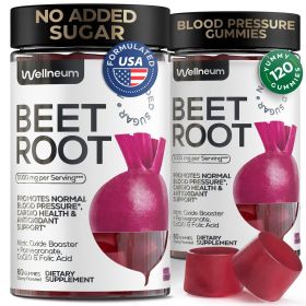 Beets for High Blood Pressure 5000 Mg Beet Root Chews with Pomegranate 2 Pack Juice Powder Nitric Oxide Gummies for Energy Cardio Health Gummy Supplem