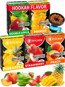 Shisha Hookah Flavors Tropical Set Shisha 3.5 ounce 100 Gram Tropical Set Flavor Herbal Hookah Tobacco & Nicotine Free Hookah Shisha