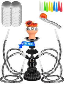 Black Portable Hookah set with everything Hookah Set 4 Hose Hookah LilOne Black Hookah 4 Hose