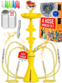 Yellow 4 Hose Hookah Set with Everything Portable good for traveling