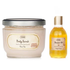 SABON - Body Scrub - Rose Tea & Shower Oil - Ginger Orange 2pcs