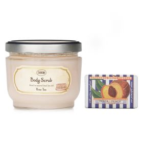 SABON - Sabon Body Scrub - Rose Tea & Nesti Dante Le Deliziose Natural Soap - Peach 2pcs