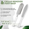 White Foot Rasp and Double Sided Callus Remover for Feet. Set of Stainless Steel Foot File and Additional Callus Scraper. Professional Pedicure Foot F